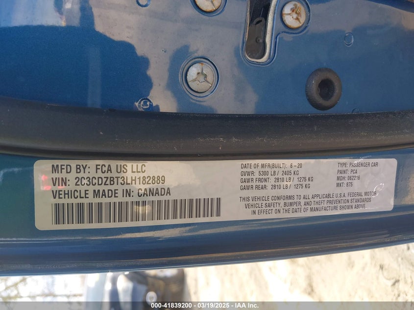 2020 DODGE CHALLENGER R/T - 2C3CDZBT3LH182889