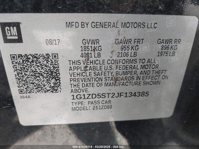 2018 CHEVROLET MALIBU LT - 1G1ZD5ST2JF134385