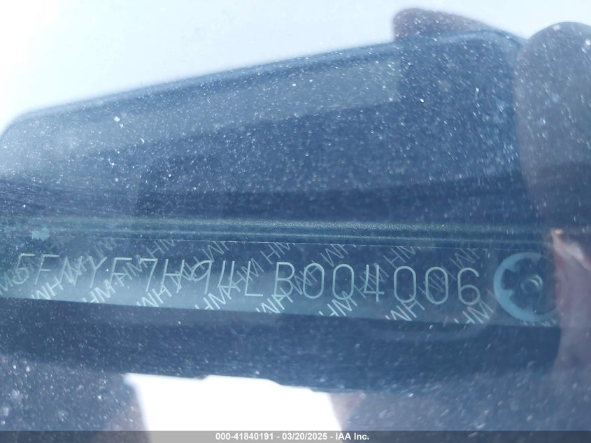 2020 HONDA PASSPORT 2WD TOURING - 5FNYF7H94LB004006