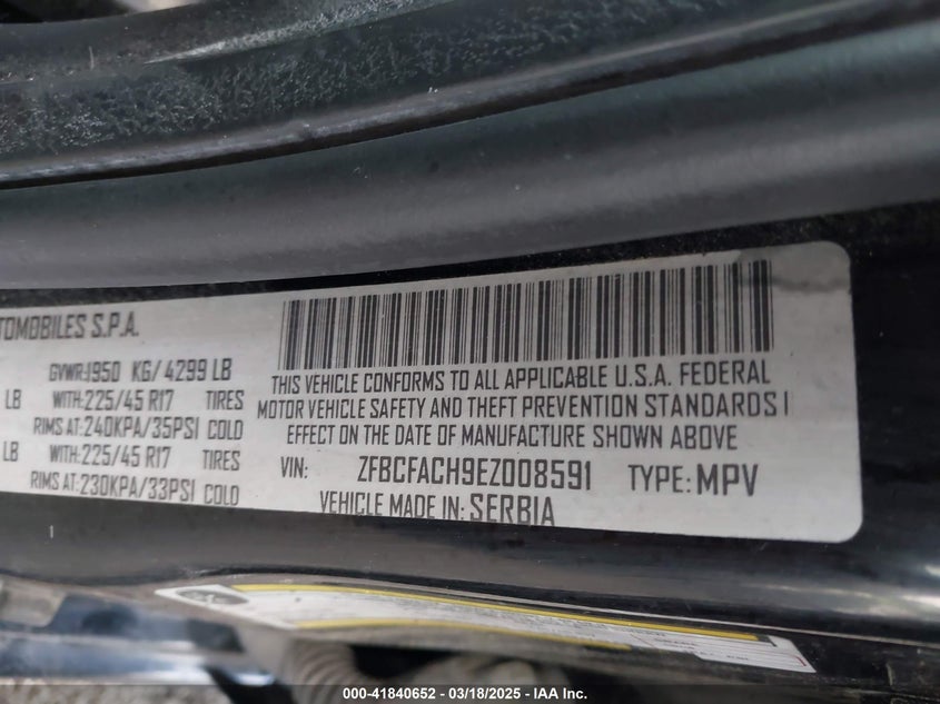 2014 FIAT 500L VIN: ZFBCFACH9EZ008591