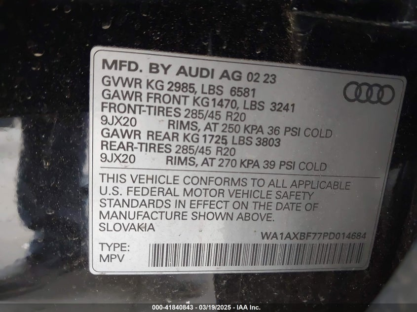 2023 AUDI Q7 PREMIUM 55 TFSI QUATTRO TIPTRONIC - WA1AXBF77PD014684