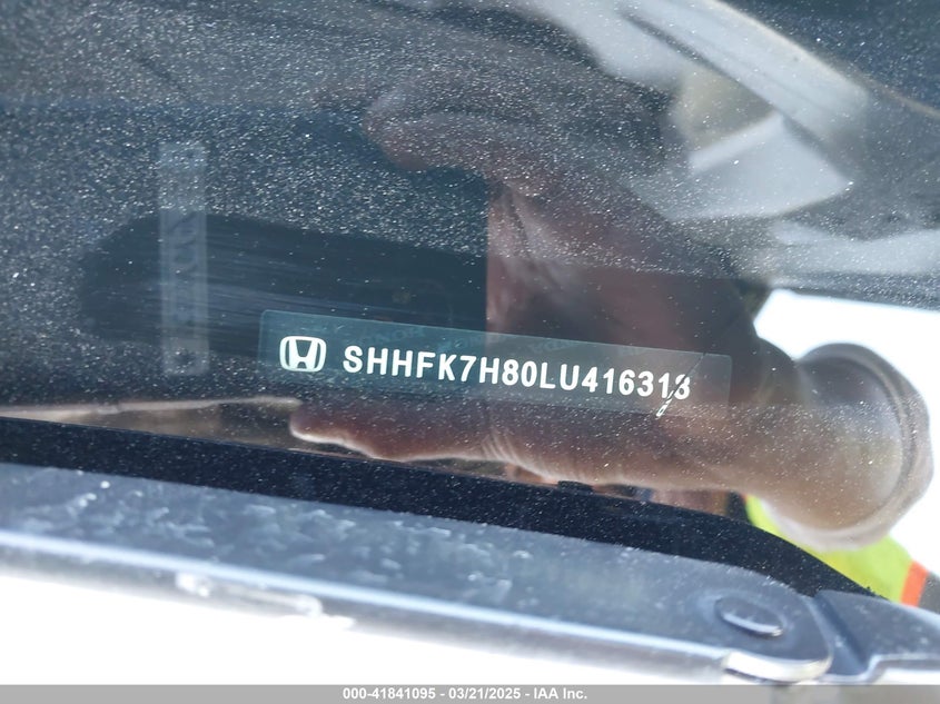 2020 HONDA CIVIC VIN: SHHFK7H80LU416318