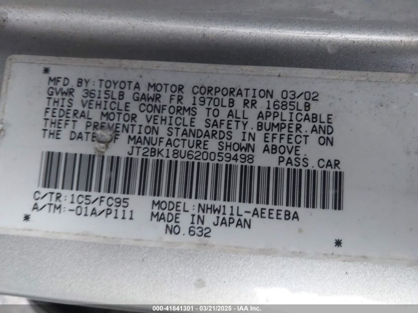 2010 Toyota Prius Ii VIN: JTDKN3DU2A0069976 Lot: 41841301