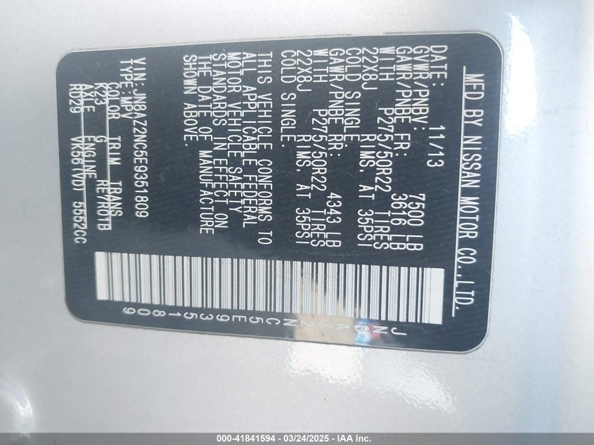 2014 INFINITI QX80 JN8AZ2NC5E9351809