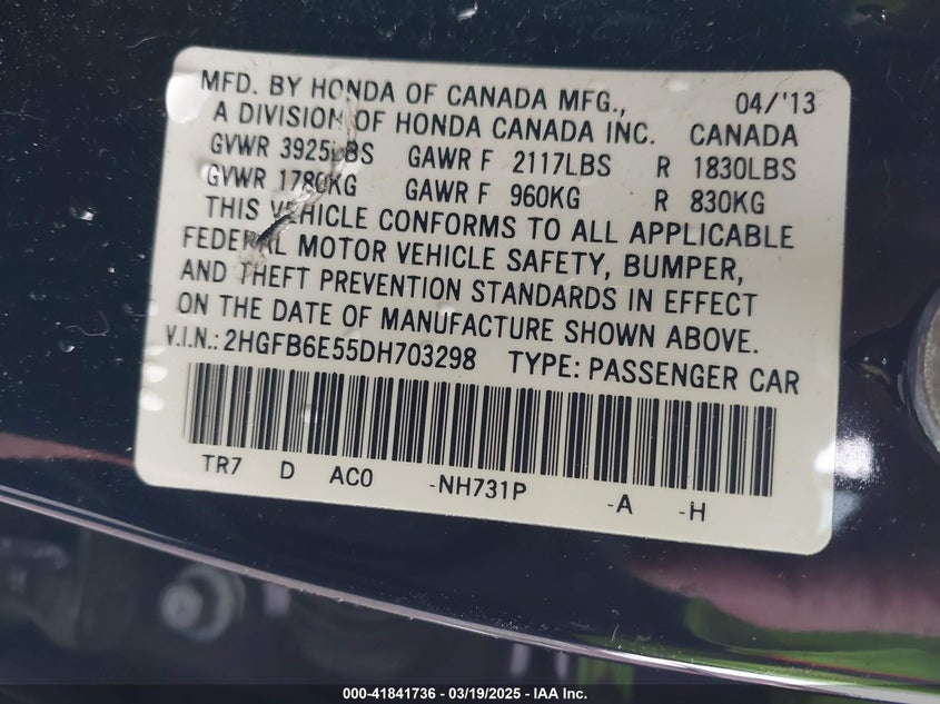 2013 HONDA CIVIC SI - 2HGFB6E55DH703298