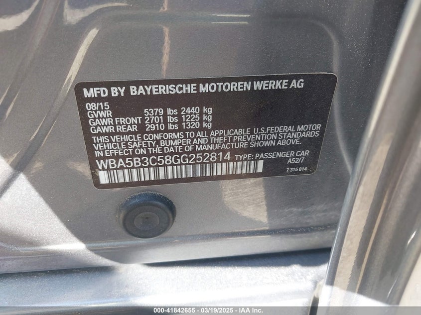 2016 BMW 535I XDRIVE - WBA5B3C58GG252814