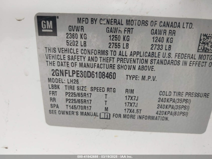 2013 CHEVROLET EQUINOX 2LT - 2GNFLPE30D6108460