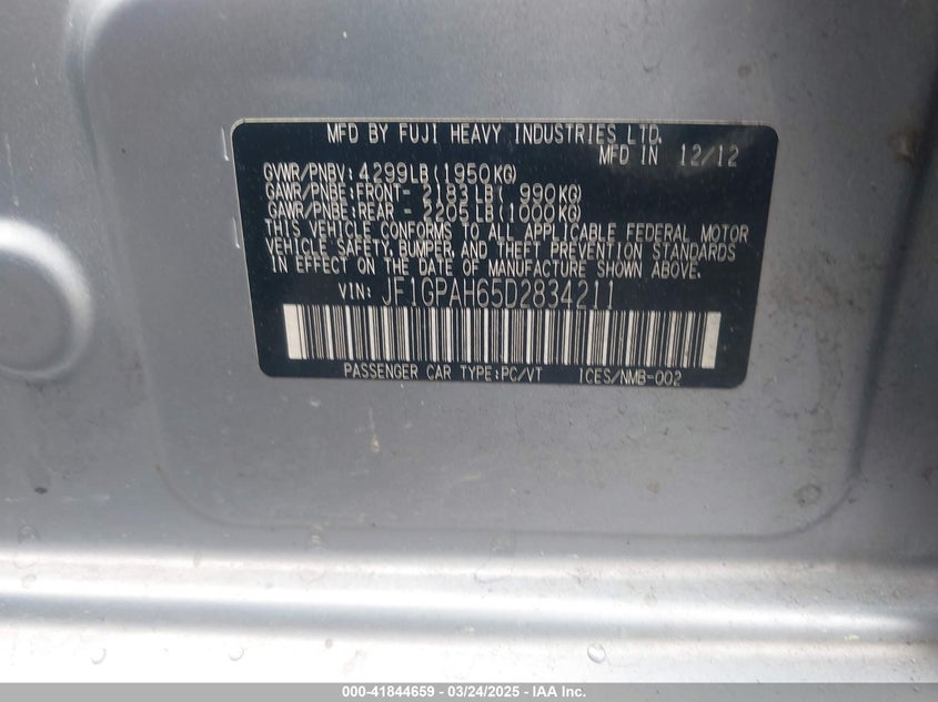 2013 SUBARU IMPREZA 2.0I LIMITED - JF1GPAH65D2834211