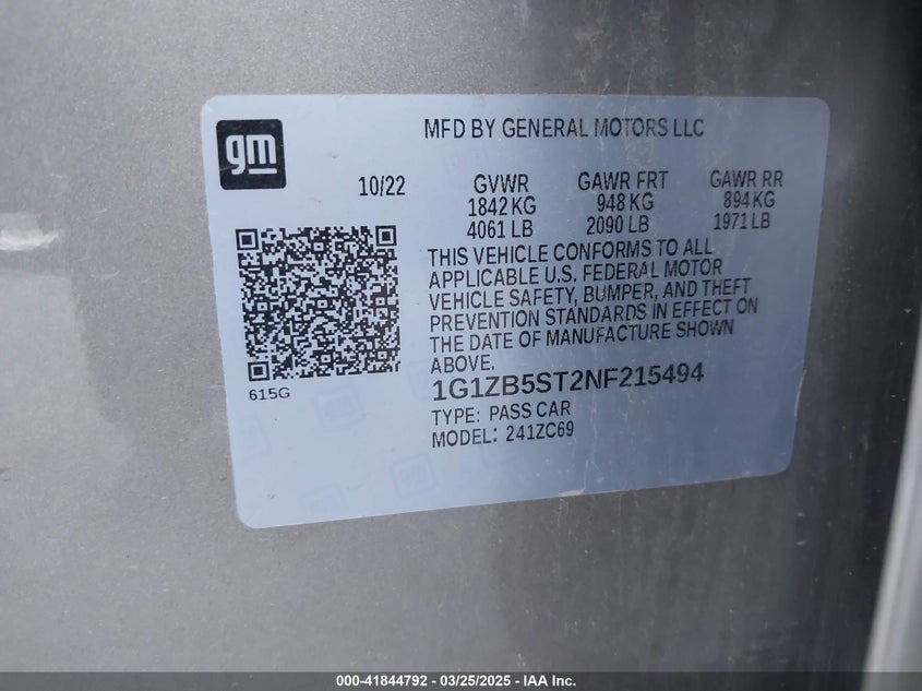 2022 CHEVROLET MALIBU FWD LS - 1G1ZB5ST2NF215494