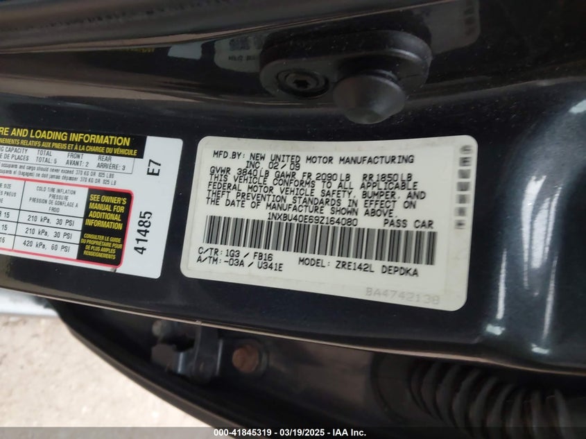 2009 TOYOTA COROLLA VIN: 1NXBU40E69Z164080