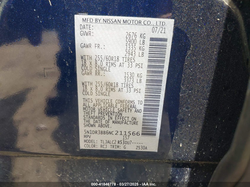 2022 NISSAN PATHFINDER SV 2WD - 5N1DR3BB6NC211566