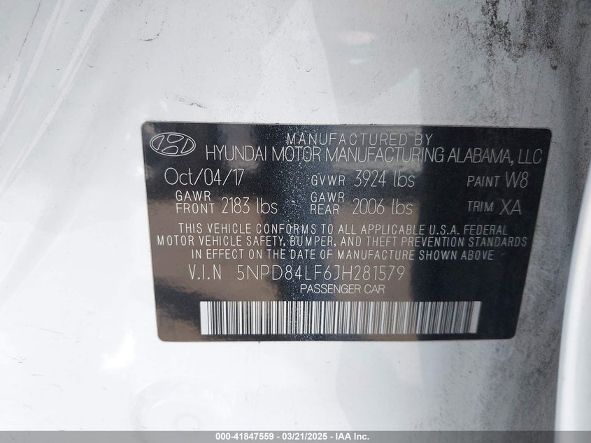 2018 HYUNDAI ELANTRA SEL - 5NPD84LF6JH281579