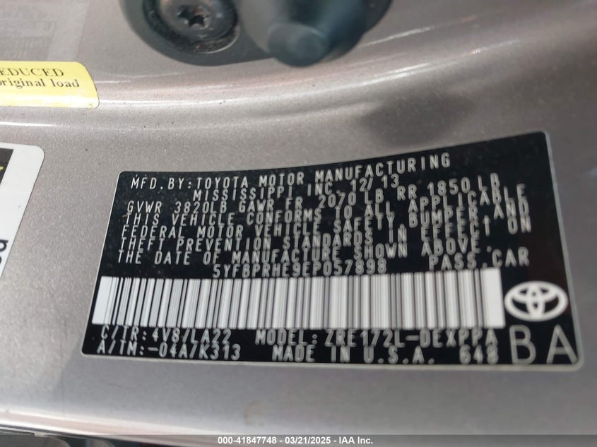 2014 TOYOTA COROLLA LE ECO PREMIUM - 5YFBPRHE9EP057898