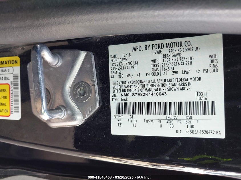 2019 FORD TRANSIT CONNECT XL - NM0LS7E22K1410643