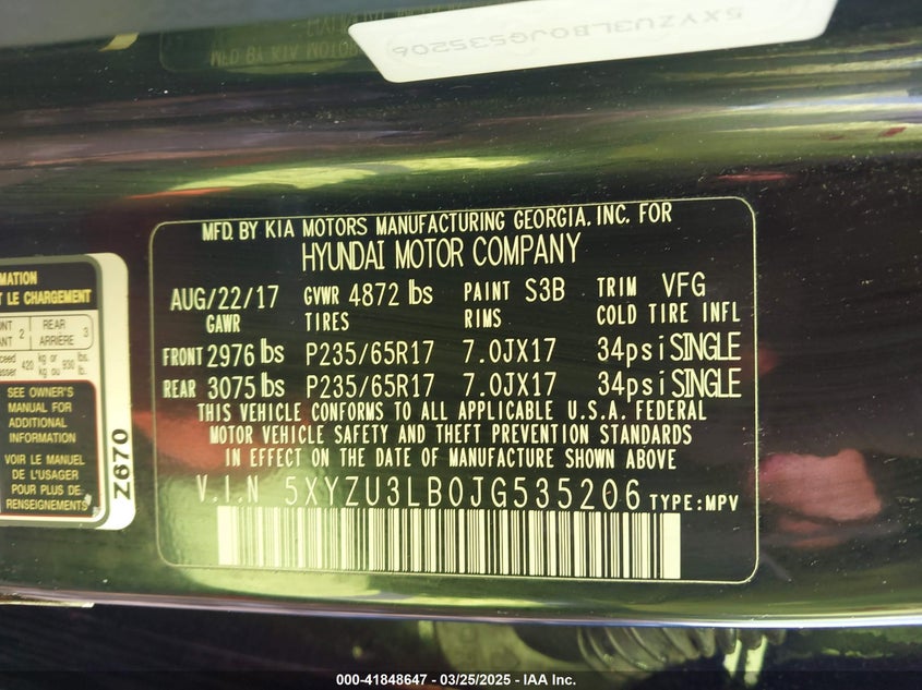 2018 HYUNDAI SANTA FE SPORT 2.4L - 5XYZU3LB0JG535206