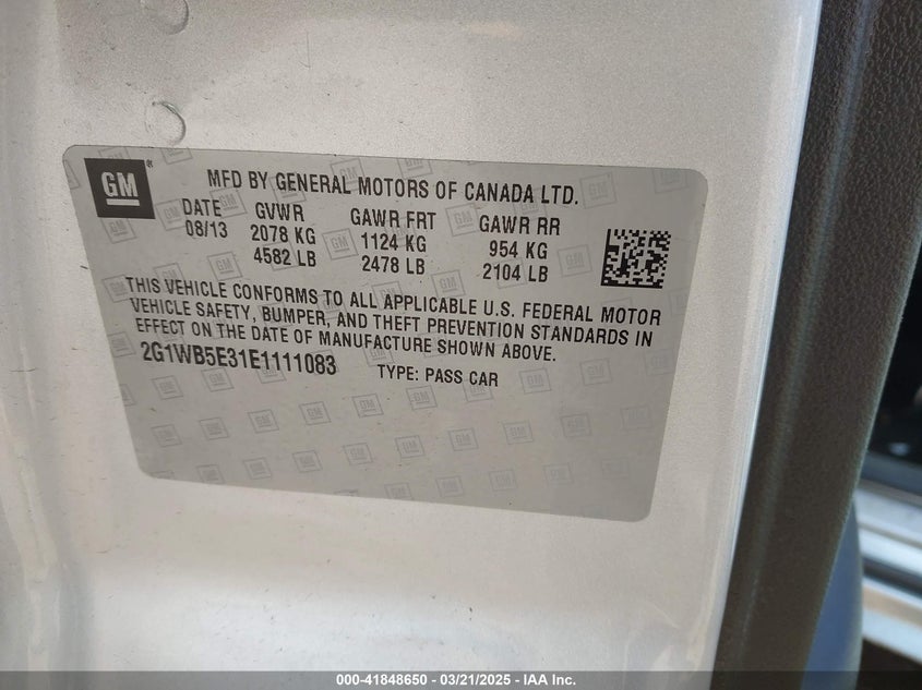 2014 CHEVROLET IMPALA LIMITED LT - 2G1WB5E31E1111083