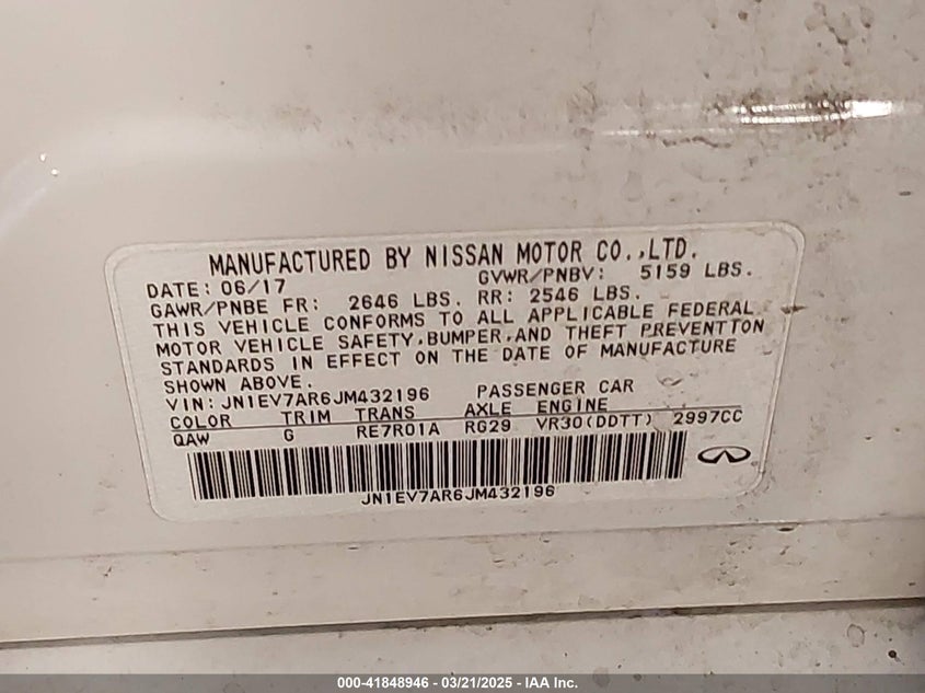 2018 INFINITI Q50 3.0T LUXE - JN1EV7AR6JM432196