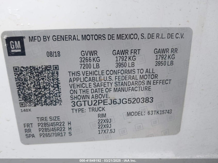 2018 GMC SIERRA 1500 DENALI - 3GTU2PEJ6JG520383