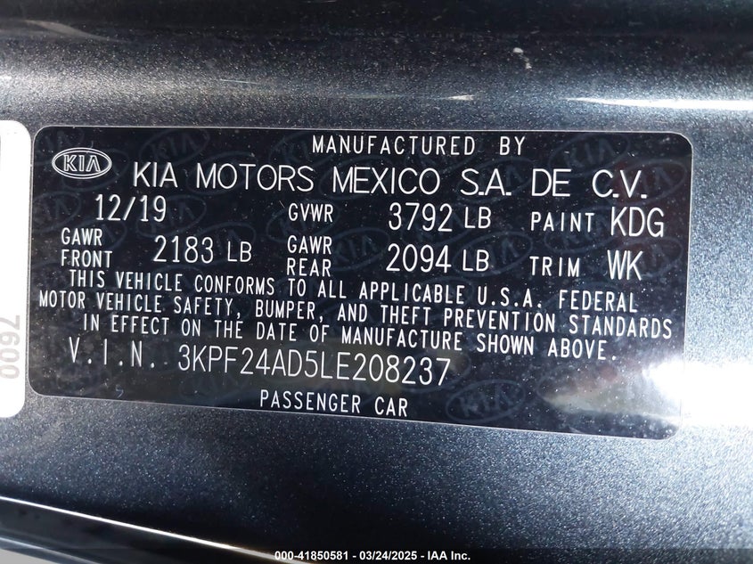 2020 KIA FORTE FE - 3KPF24AD5LE208237