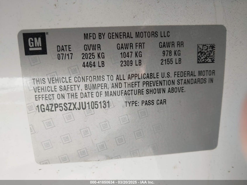 2018 BUICK LACROSSE VIN: 1G4ZP5SZXJU105131