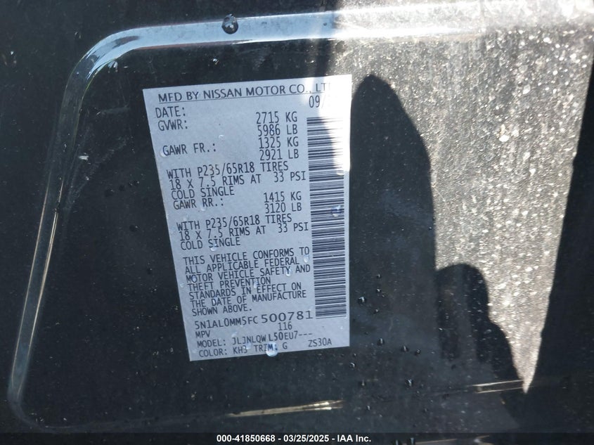 2015 INFINITI QX60 - 5N1AL0MM5FC500781