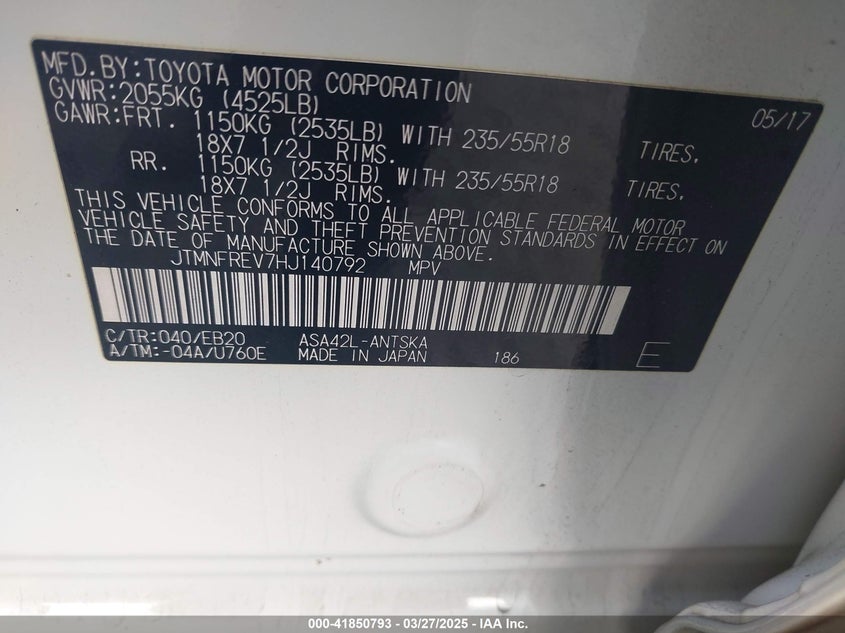 2017 TOYOTA RAV4 SE - JTMNFREV7HJ140792