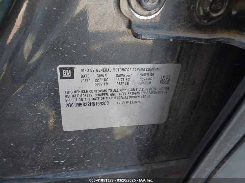 2017 Cadillac Xts Luxury VIN: 2G61M5S32H9159250 Lot: 41851329