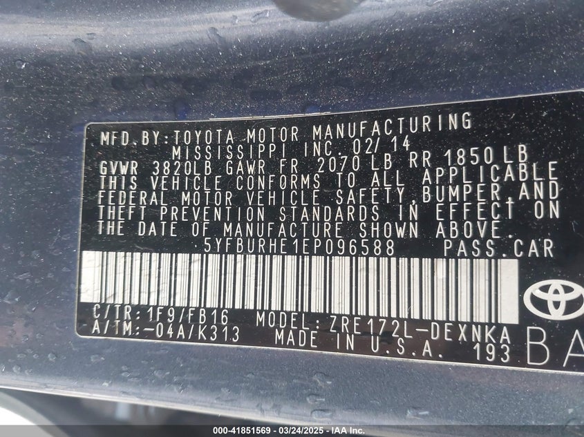 2014 TOYOTA COROLLA LE - 5YFBURHE1EP096588