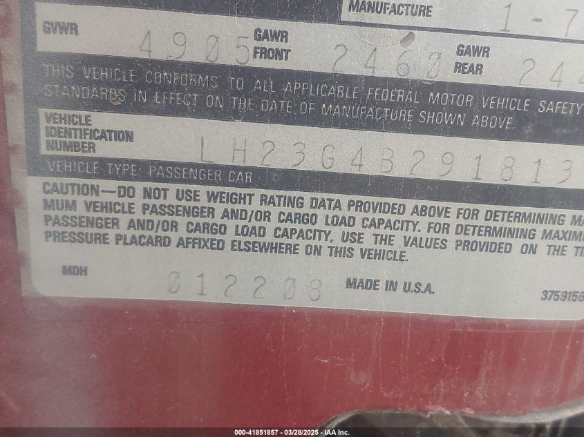 1974 Dodge Dart VIN: LH23G4B291813 Lot: 41851857