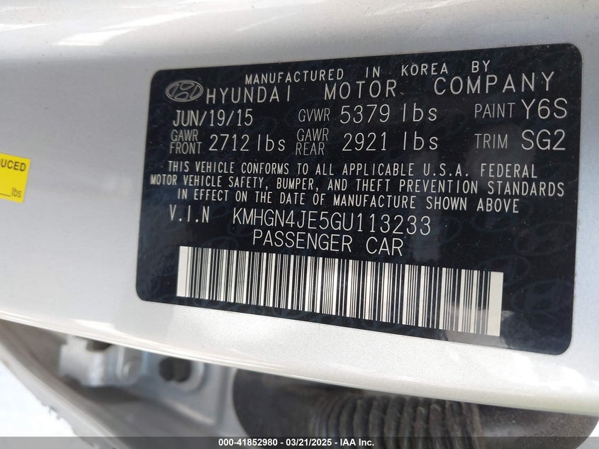 2016 HYUNDAI GENESIS 3.8 - KMHGN4JE5GU113233