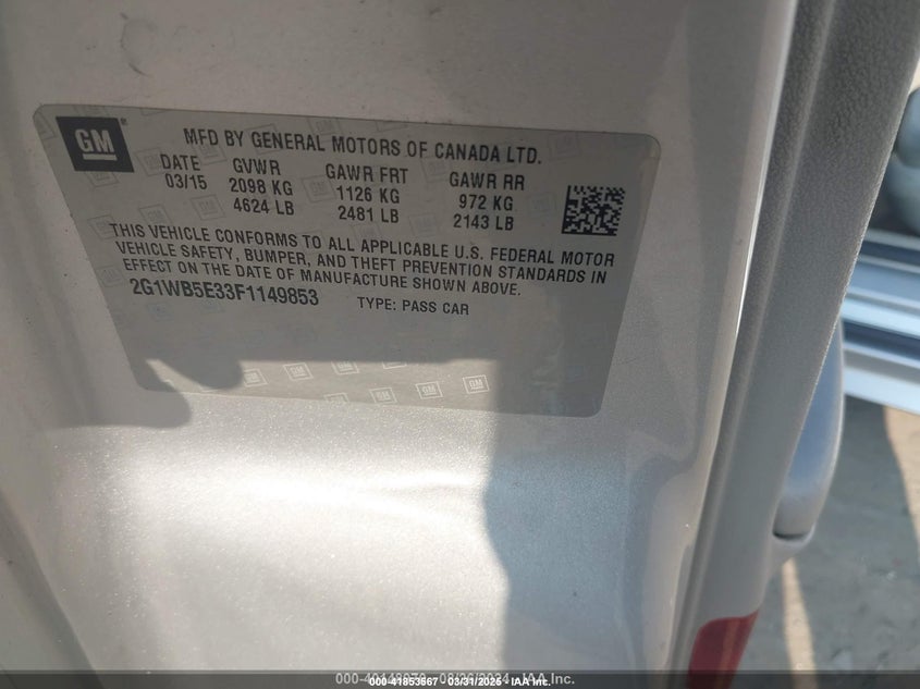 2015 CHEVROLET IMPALA LIMITED - 2G1WB5E33F1149853