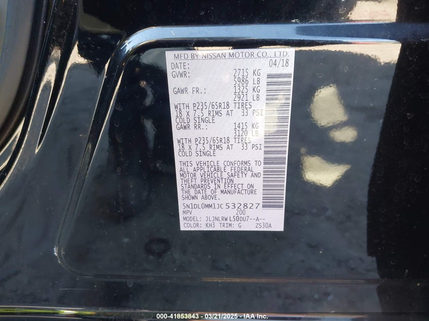 VIN 5N1DL0MM1JC532827 2018 INFINITI QX60