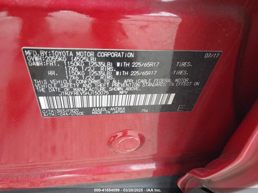 2017 TOYOTA RAV4 LE - JTMZFREV5HJ150075