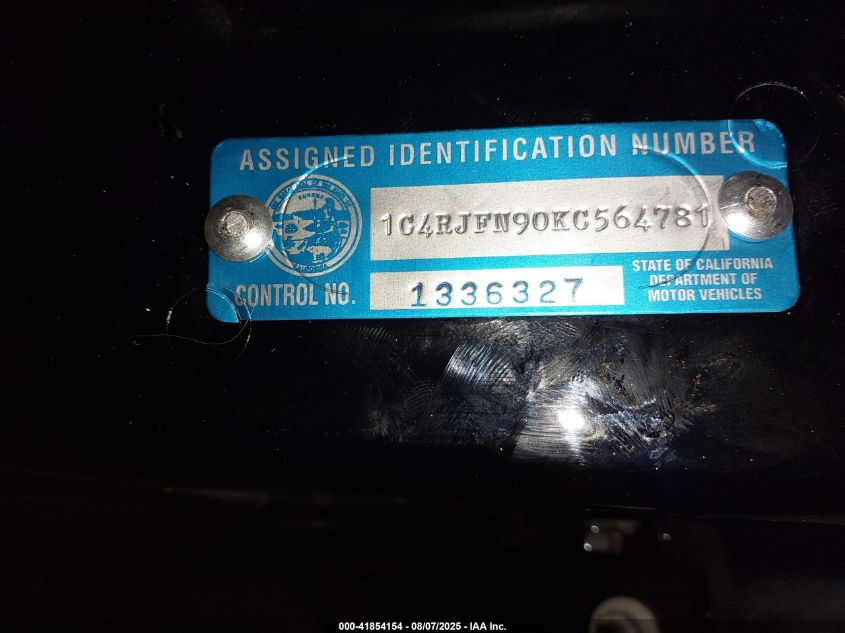 2019 Jeep Grand Cherokee Trackhawk 4X4 VIN: 1C4RJFN90KC564781 Lot: 41854154