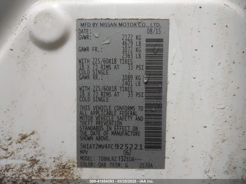 2015 NISSAN ROGUE SL - 5N1AT2MV4FC925221