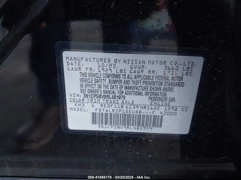 VIN 3N1CP5BV9RL481979 2024 NISSAN KICKS S