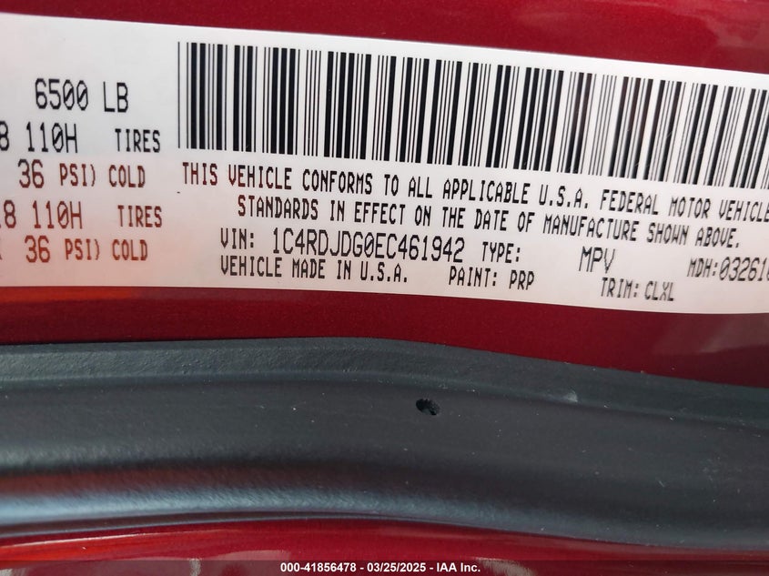 2014 DODGE DURANGO LIMITED - 1C4RDJDG0EC461942