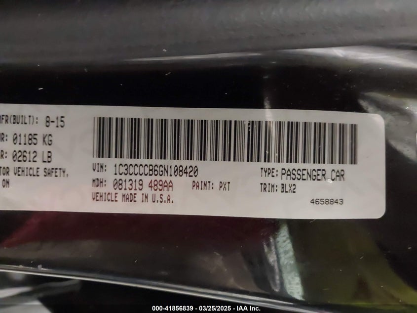 2016 CHRYSLER 200 VIN: 1C3CCCCB6GN108420