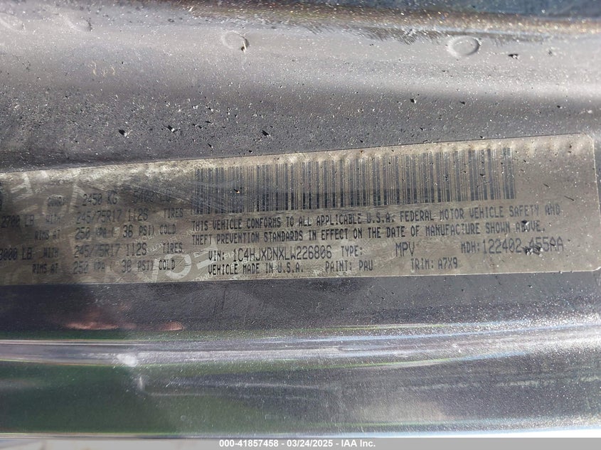 2020 JEEP WRANGLER UNLIMITED SPORT S 4X4 - 1C4HJXDNXLW226806