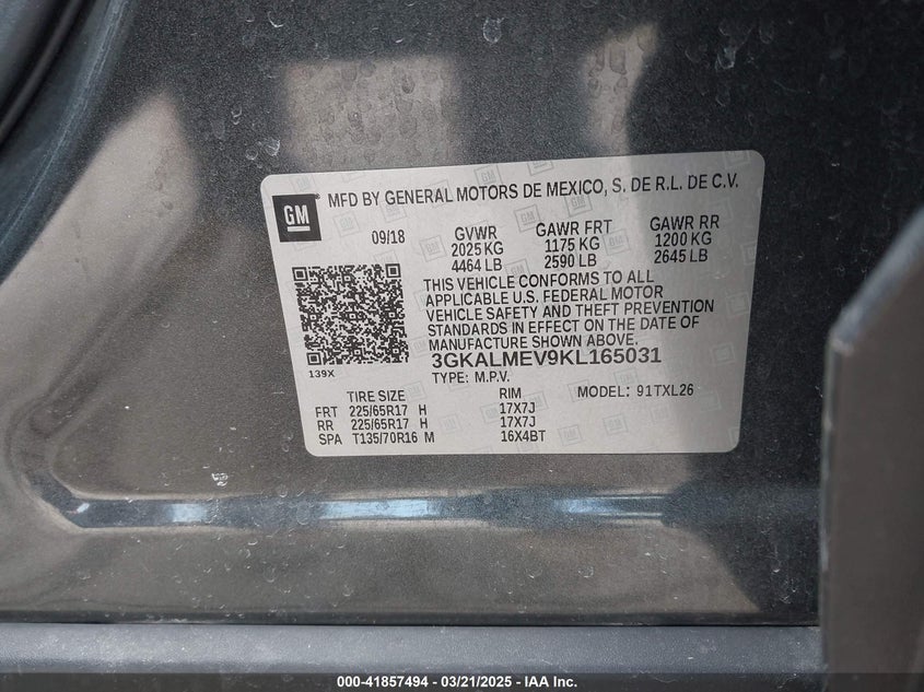 2019 GMC TERRAIN SLE - 3GKALMEV9KL165031