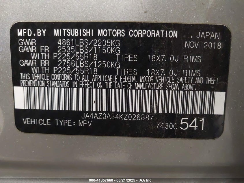 2019 MITSUBISHI OUTLANDER SEL - JA4AZ3A34KZ026887