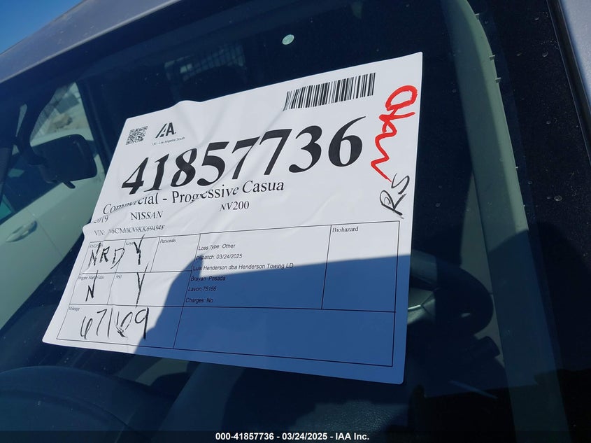 2019 NISSAN NV200 S 3N6CM0KN9KK694948