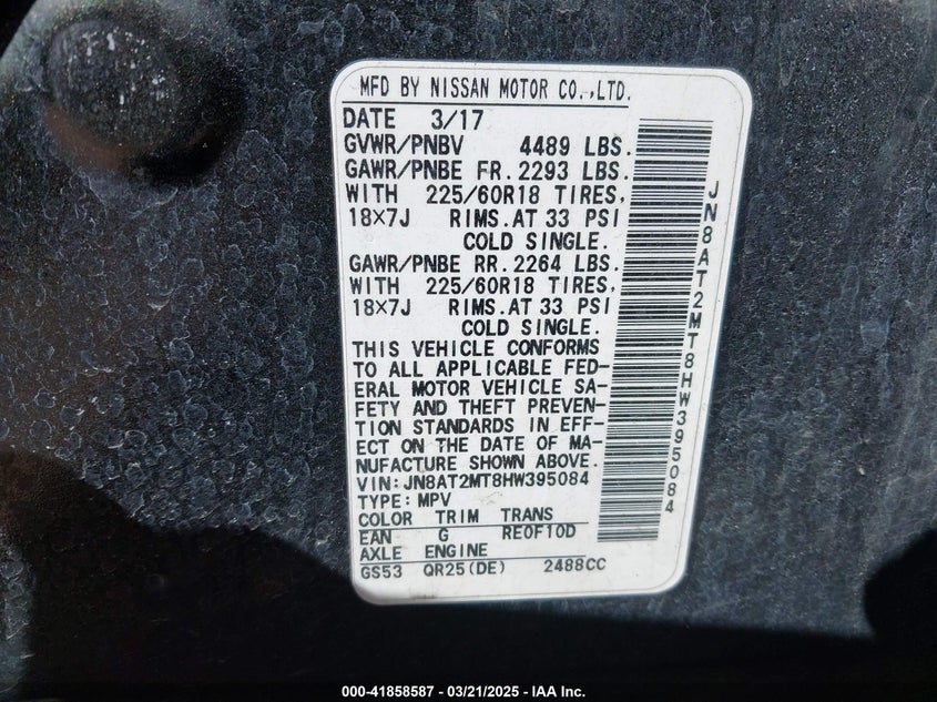 2017 NISSAN ROGUE SL - JN8AT2MT8HW395084