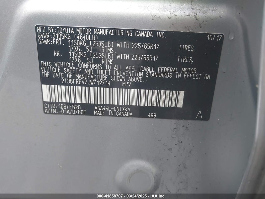 2018 TOYOTA RAV4 LE - 2T3BFREV7JW712714