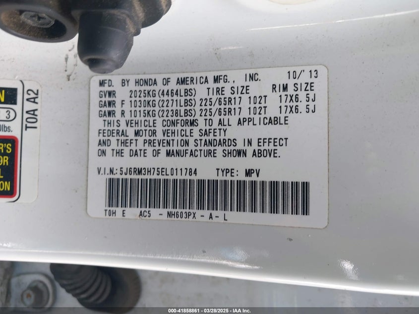 2014 HONDA CR-V EX-L - 5J6RM3H75EL011784