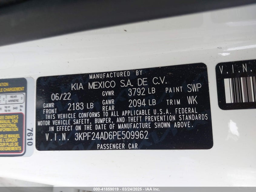 2023 KIA FORTE LX/LXS - 3KPF24AD6PE509962