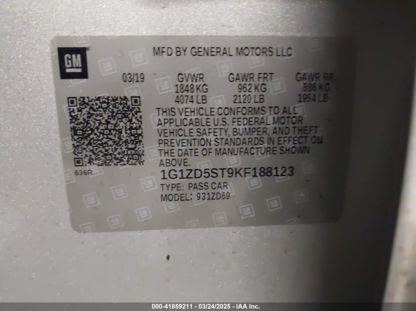 2019 CHEVROLET MALIBU LT - 1G1ZD5ST9KF188123