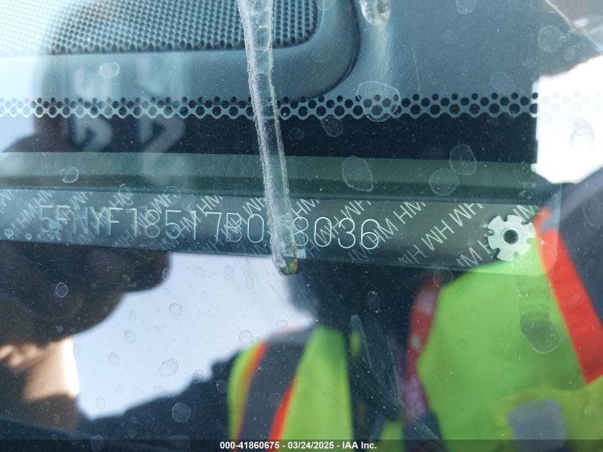 2007 Honda Pilot Ex-L VIN: 5FNYF18517B028036 Lot: 41860675