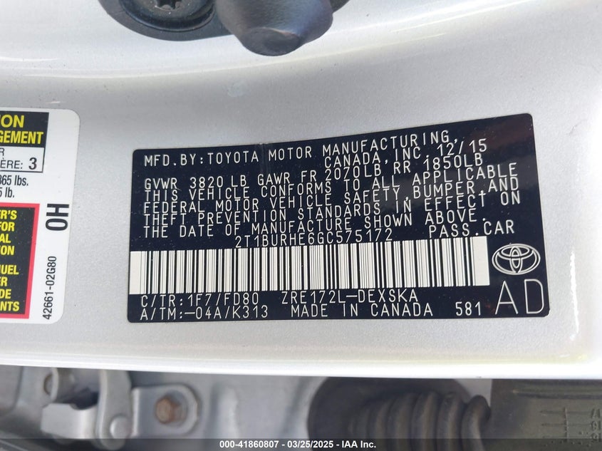 2016 TOYOTA COROLLA S PLUS - 2T1BURHE6GC575172