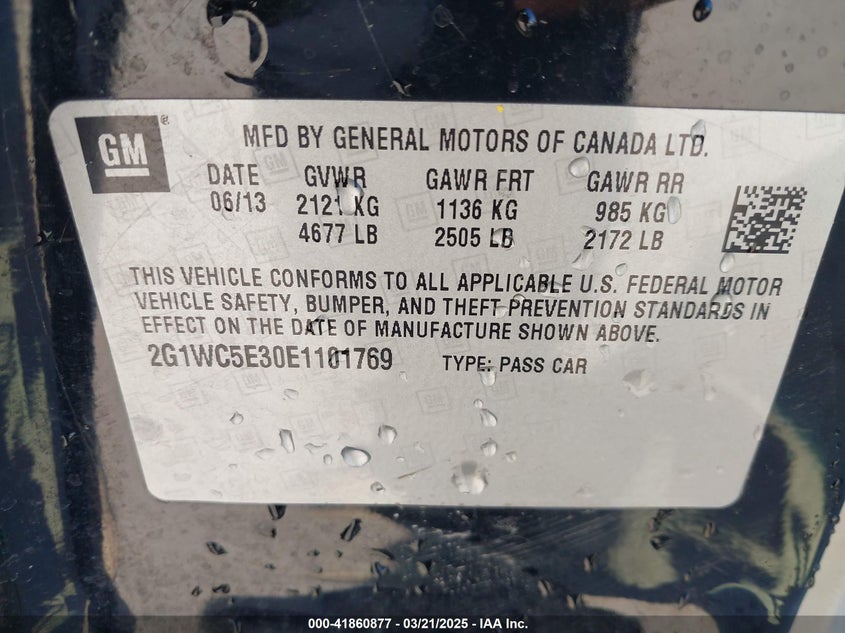 2014 CHEVROLET IMPALA LIMITED VIN: 2G1WC5E30E1101769